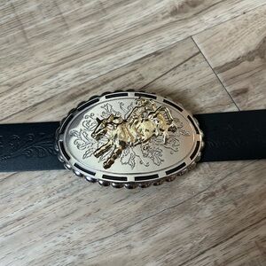Western belt buckle bull rider rodeo stampede farm cowboy country metal